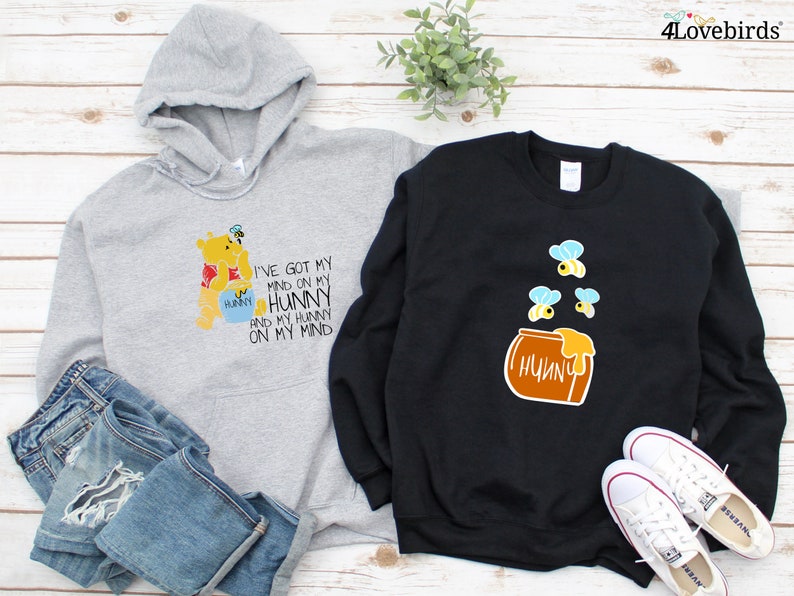 I've got my mind on my hunny and my hunny on my mind Matching Hoodie Couple Tees Walt Disney World Mommy Daddy Funny T-Shirts, Gifts image 1