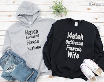 Match Wife/Husband Hoodie, Online Dating Couple, Dating Online Gifts, Cute Couple Sweatshirts, Gifts For Couples, Wedding Anniversary Gifts