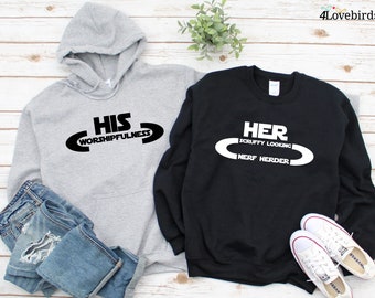 Her Scruffy Looking Nerf Herder/His Worshipfulness Hoodie, Star wars couples Sweatshirts | Disney Star Wars Long Sleeve Shirt | Disney Shirt