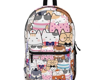 Cute Kawaii Cats Backpack , Teens Backpack, College Backpack everyday use, Travel Backpack, Weekend bag, Laptop Backpack