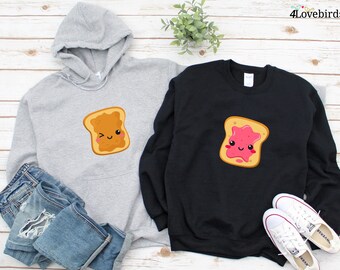 Peanut butter and jelly sandwich Hoodie, Foodie Lovers matching T-shirt, Gift for Couples, Valentine Sweatshirt, Best Food Duo Longsleeve