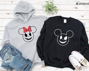 Mickey And Minnie Halloween Hoodie, Couple Matching Sweatshirts, Couple Halloween Long Sleeve Shirt, Funny Halloween Shirt, Disney Spooky