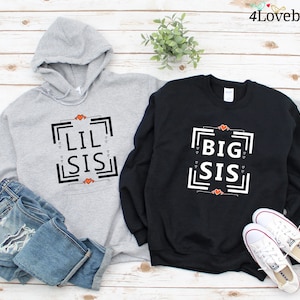 Big Sis and Lil Sis Matching Hoodie, Best Friend Matching Sweatshirts, Best Friend Longsleeves, Besties Gift, Sister Hoodies