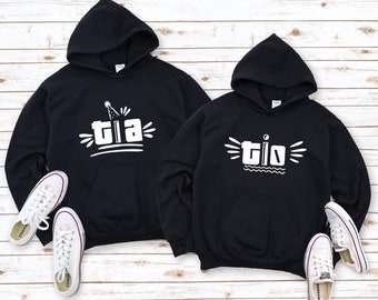 Camisas Tia y Tio - Sudadera con capucha de tía - Sudadera de tío - Camiseta de tía - Camisa de tío - Anuncio de embarazo - Regalo para que la tía sea - Nueva tía