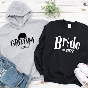 Matchande huvtröja för brud och brudgum | Universella partröjor | Långärmade tröjor för brud och brudgum | Matchande tröjor för smekmånaden Potter | Gåvor