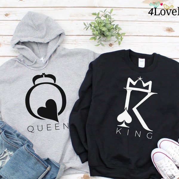 King Queen, King Queen Hoodies, Couple Hoodies, Couple Sweaters, Couple Hoodie, King Queen Sweatshirts, Matching Hoodies