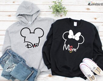 Dad & Mom Hoodie, Mickey and Minnie Sweatshirt, Disneyworld Family Long Sleeve Shirts, Disney Vacation Trip Shirts, Disneyland Gifts, Gifts