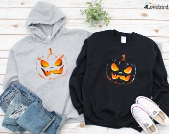 Pumpkin Couple Hoodie, Halloween Couples Sweats, Mom and Dad Shirts, His & Hers, Matching Shirts, Trick or Treat, Halloween Party Tshirt