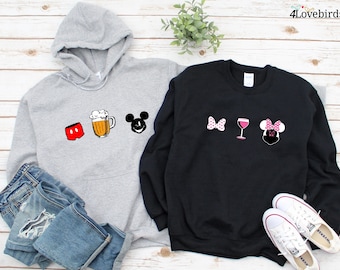 Disney inspired Hoodie, Mickey and Minnie Mouse Matching T-shirt, Gift for Couples, Couple Sweatshirt, Boyfriend and Girlfriend Longsleeve