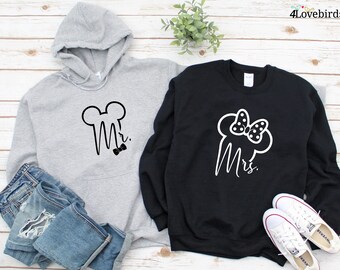 Mr. and Mrs. Disney Hoodie; Honeymoon sweatshirt; Wedding Shirt; Mr & Mrs Tshirt; Bridal Shower Gift;Bride; Disney Shirt; Disney Couple