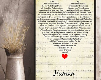 Human Lyrics Etsy Human Lyrics Etsy