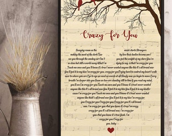 Crazy For You Lyrics Etsy Crazy For You Lyrics Etsy