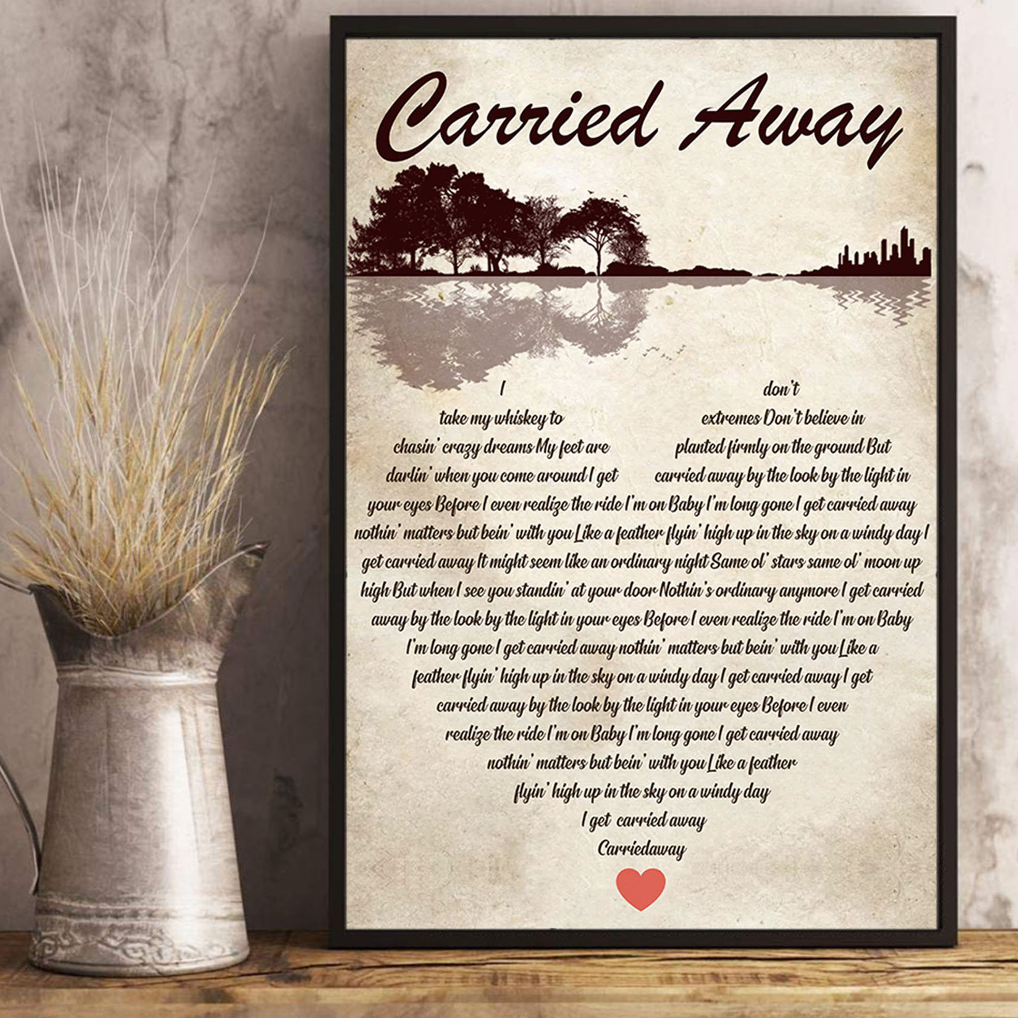 Carried Away Lyrics Song Poster Heart Shape Posters Gift Etsy