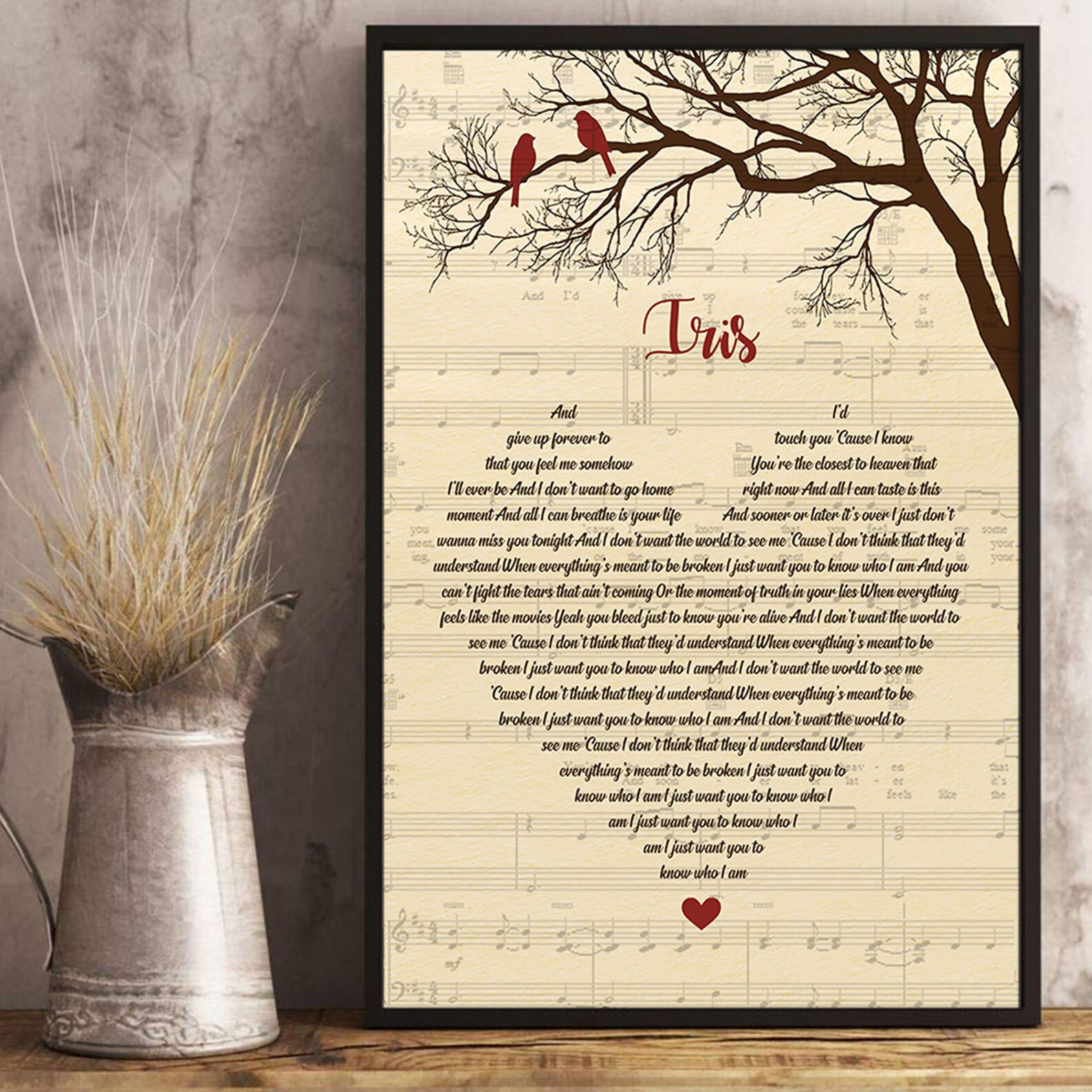 Iris Lyrics Song Poster Heart Shape Posters Gift Etsy