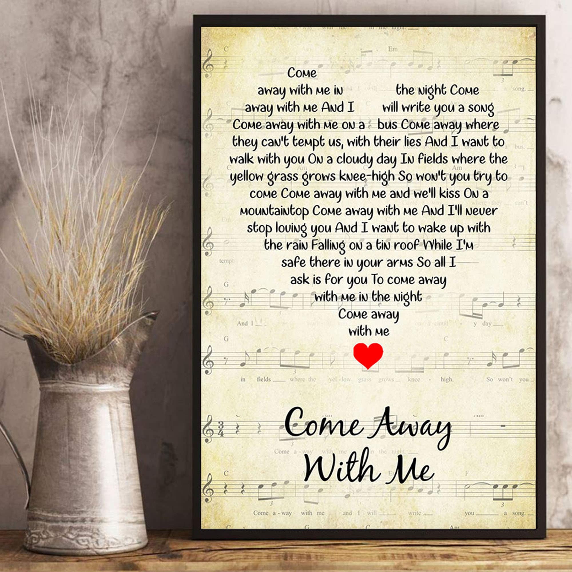Come Away With Me Lyrics Song Poster Heart Shape Posters Gift Etsy Come Away With Me Lyrics Song Poster Heart Shape Posters Gift Etsy