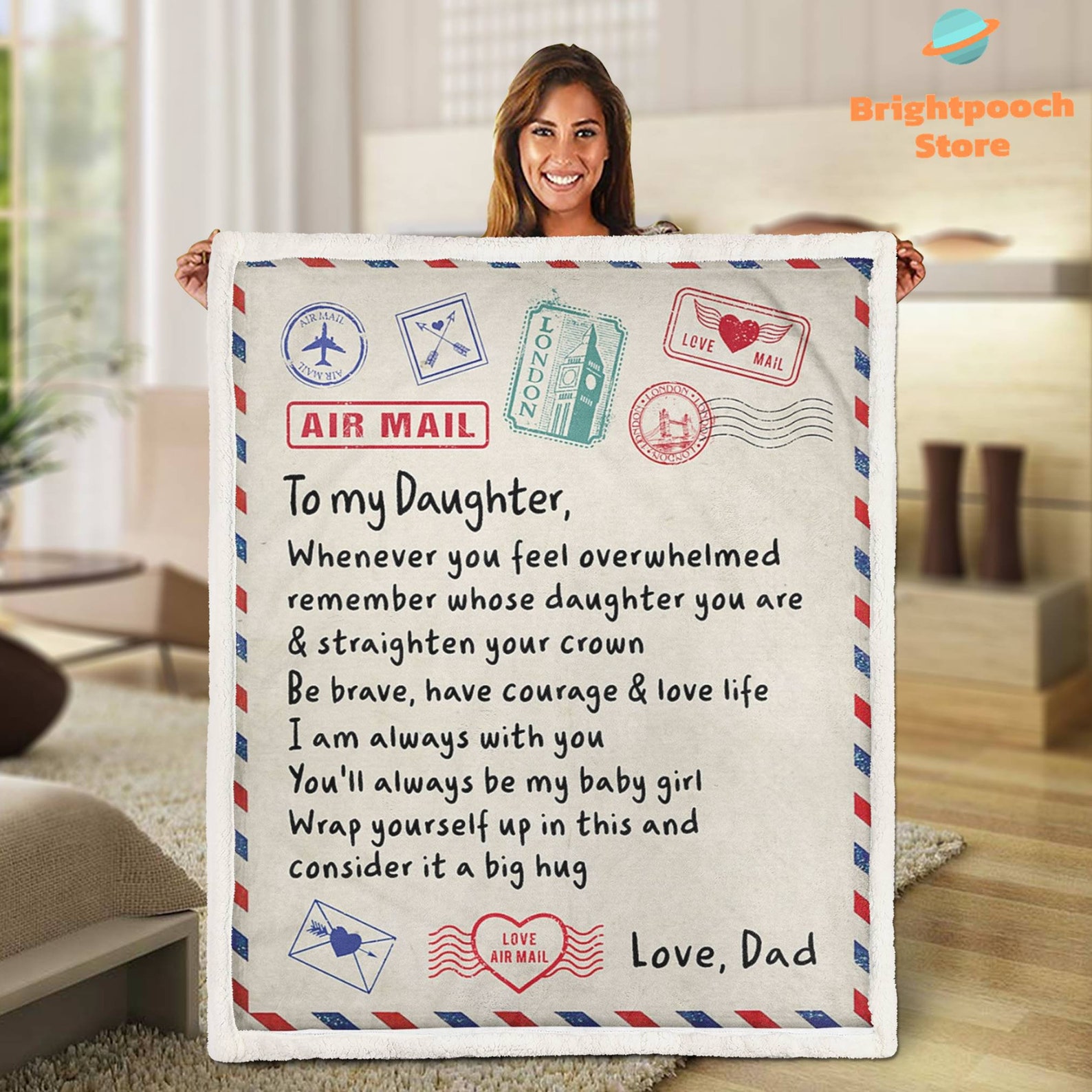 To My Daughter Blanket Air Mail Blanket Gift From Dad Etsy