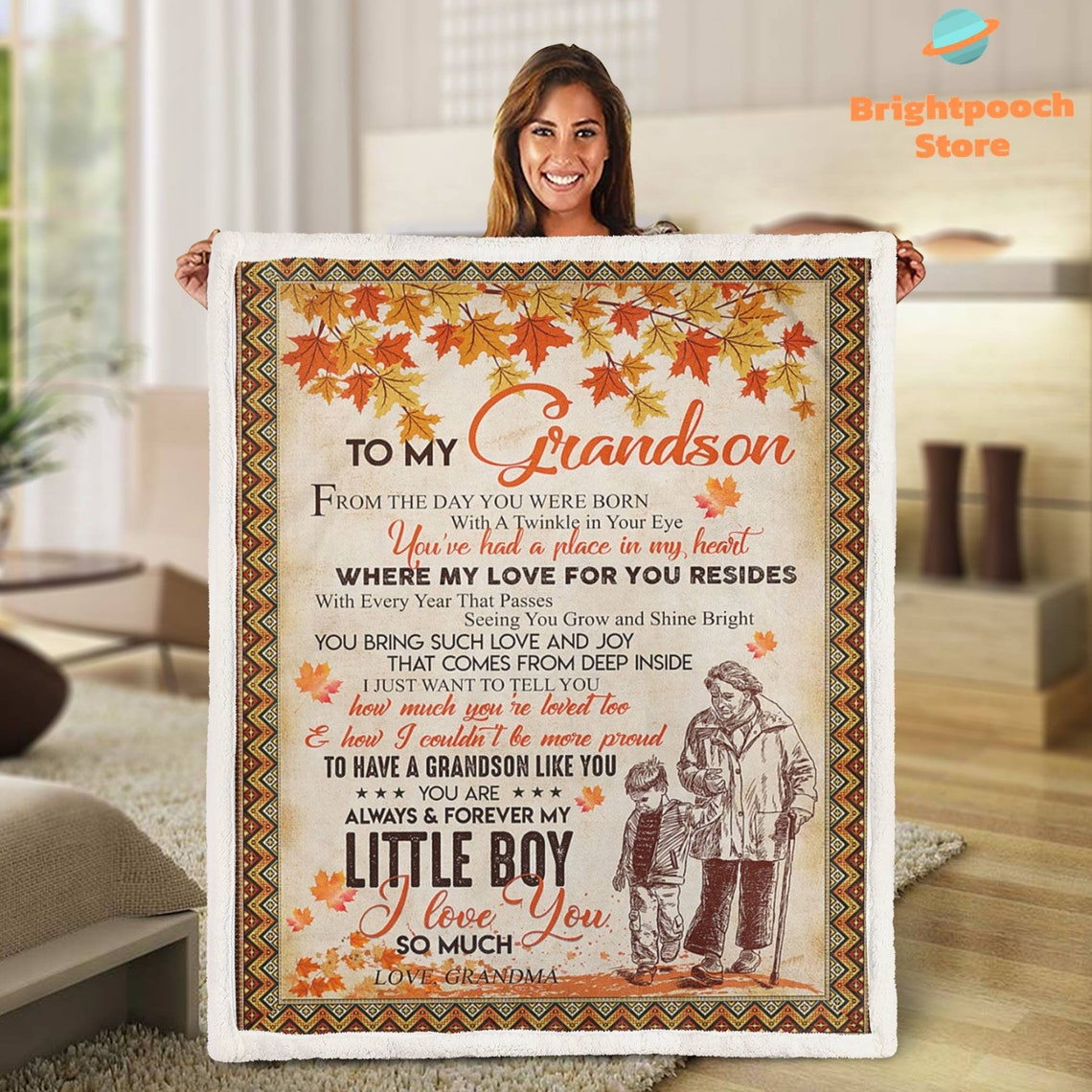 To My Grandson Blanket Gift From Grandma Little Boy Blanket Etsy