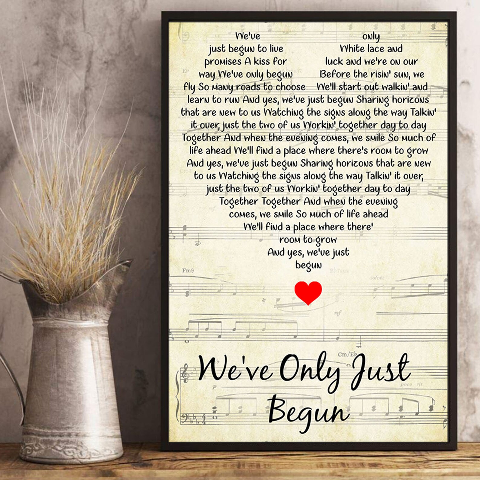 Weve Only Just Begun Lyrics Song Poster Heart Shape Posters | Etsy