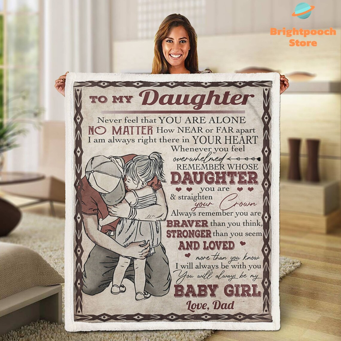 To My Daughter Blanket Gift From Dad Braver Stronger And Love Etsy