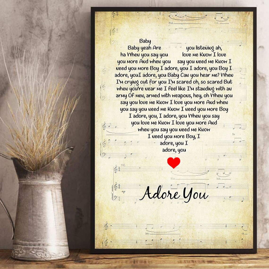 Adore You Lyrics Song Poster Heart Shape Posters Gift Adore | Etsy