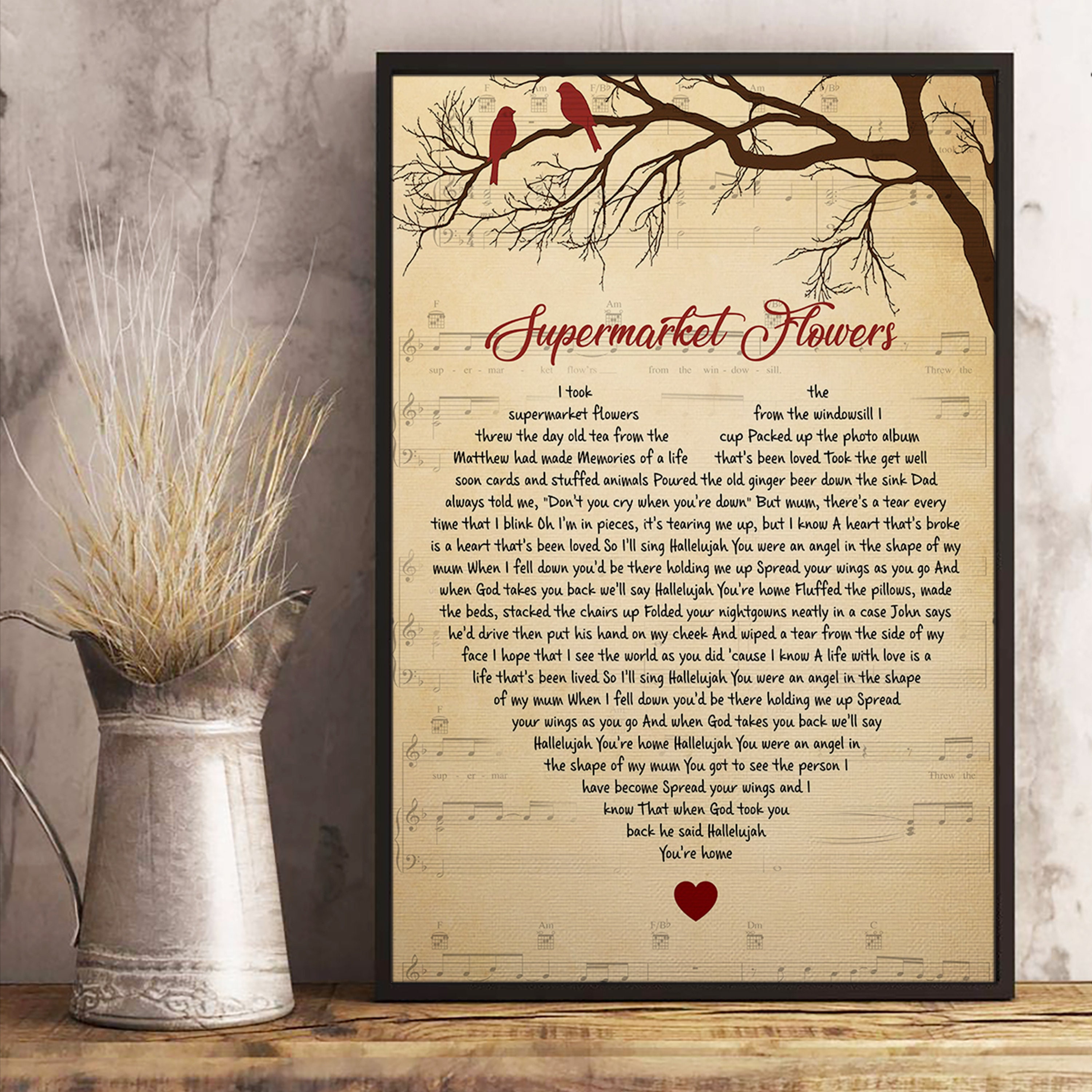 Supermarket Flowers 2 Lyrics Song Poster Heart Shape Posters Etsy