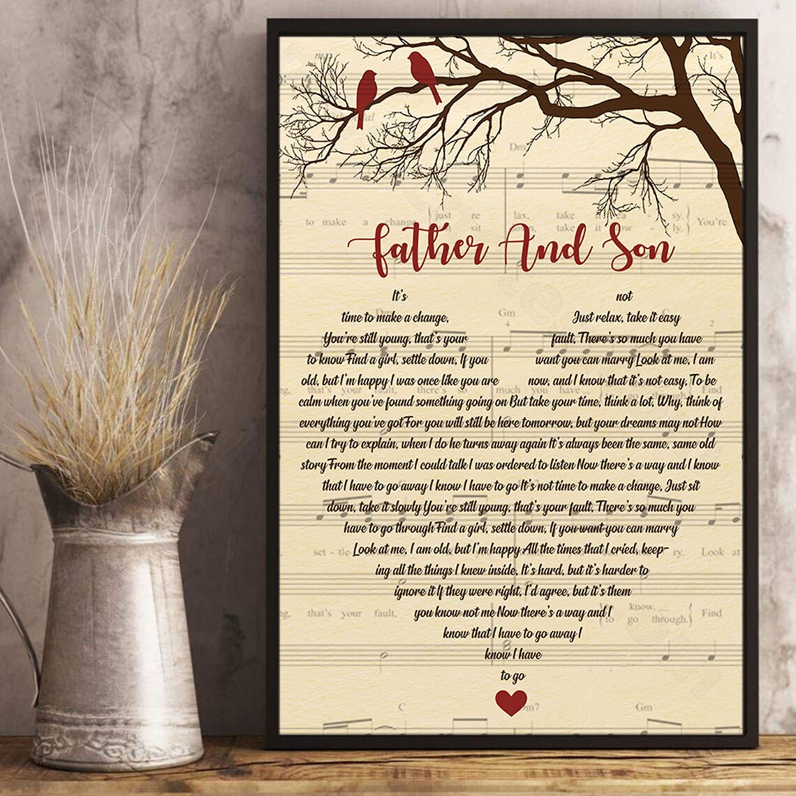 Father And Son Lyrics Song Poster Heart Shape Posters Gift Etsy