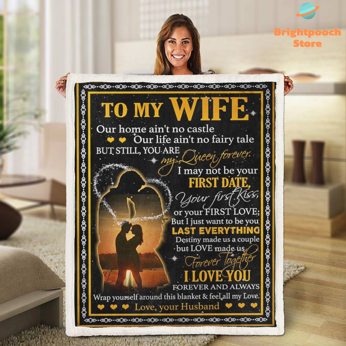 To My Wife Blanket Gift From Husband Last Everything Love Etsy