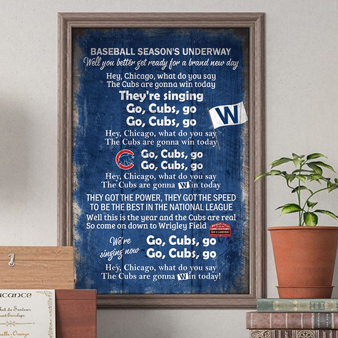 Chicago Cubs Go Cubs Go Lyrics Wood Style Poster Canvas Lyrics Etsy