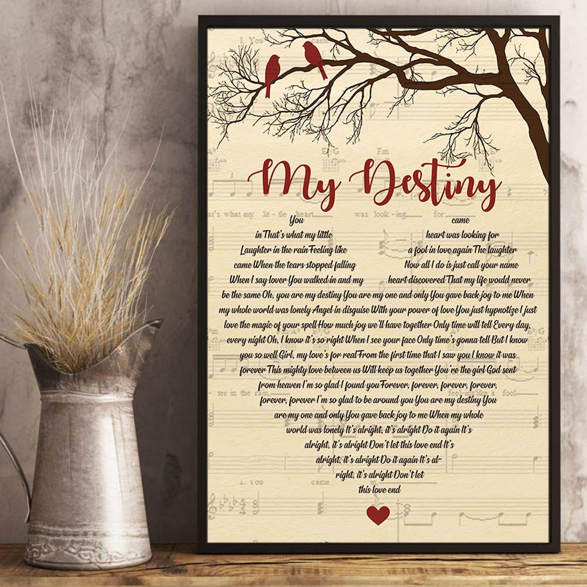 My Destiny Lyrics Song Poster Heart Shape Posters Gift Etsy