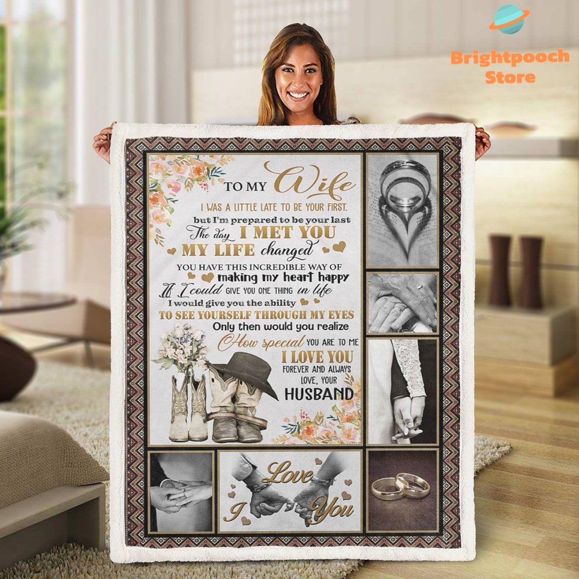 To My Wife Blanket Gift From Husband Wedding Blanket Etsy