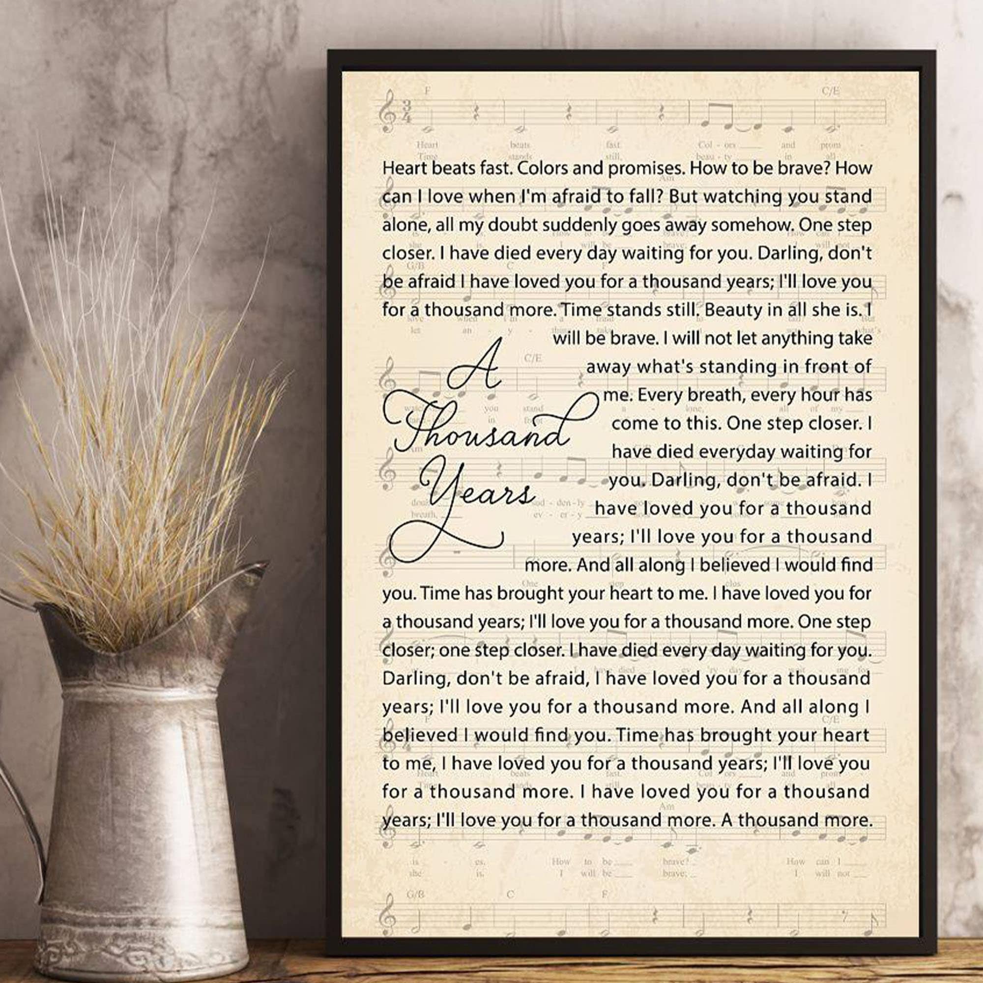 A Thousand Years Song Lyrics Poster Home Decor Poster Song Etsy