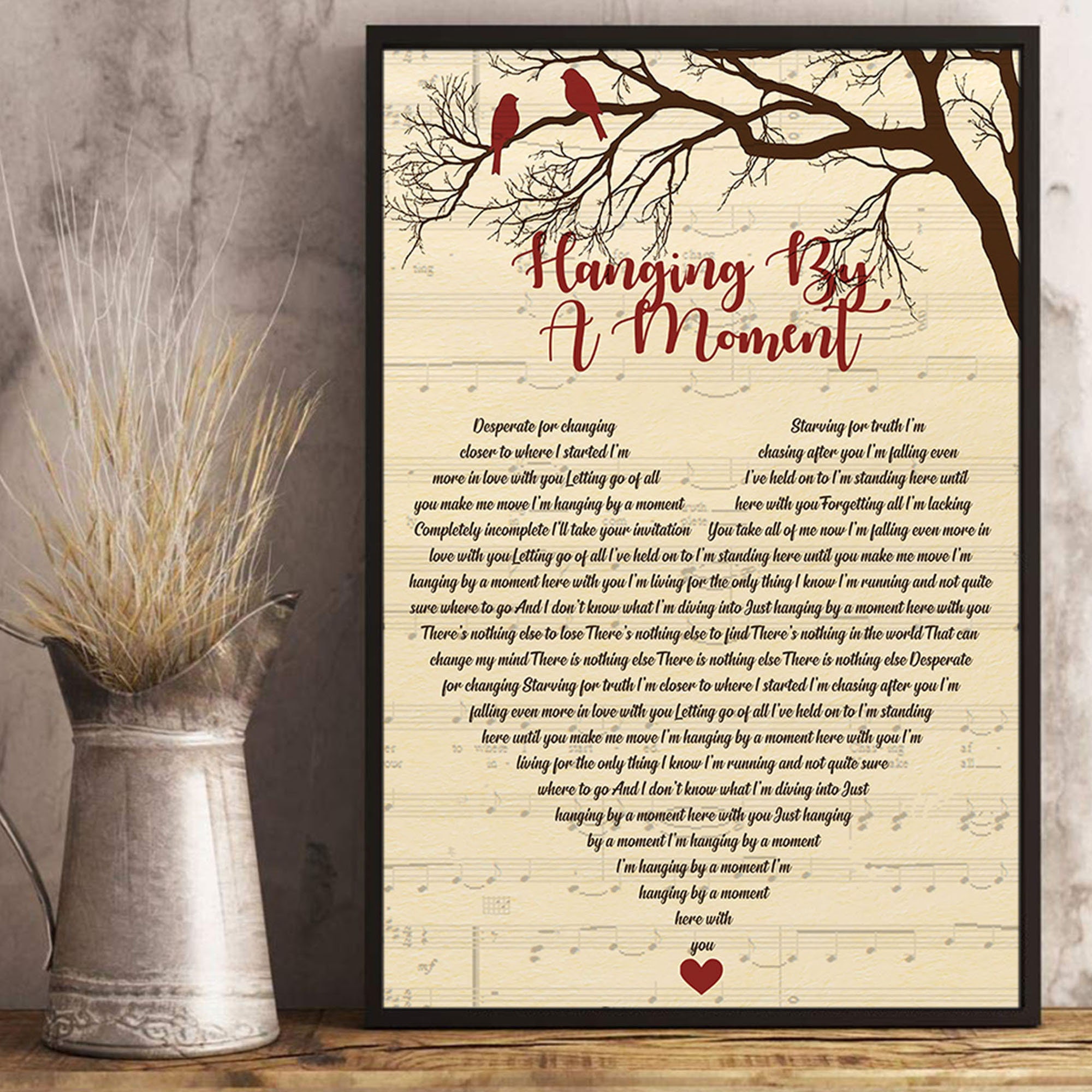 Hanging By A Moment Lyrics Song Poster Heart Shape Posters | Etsy