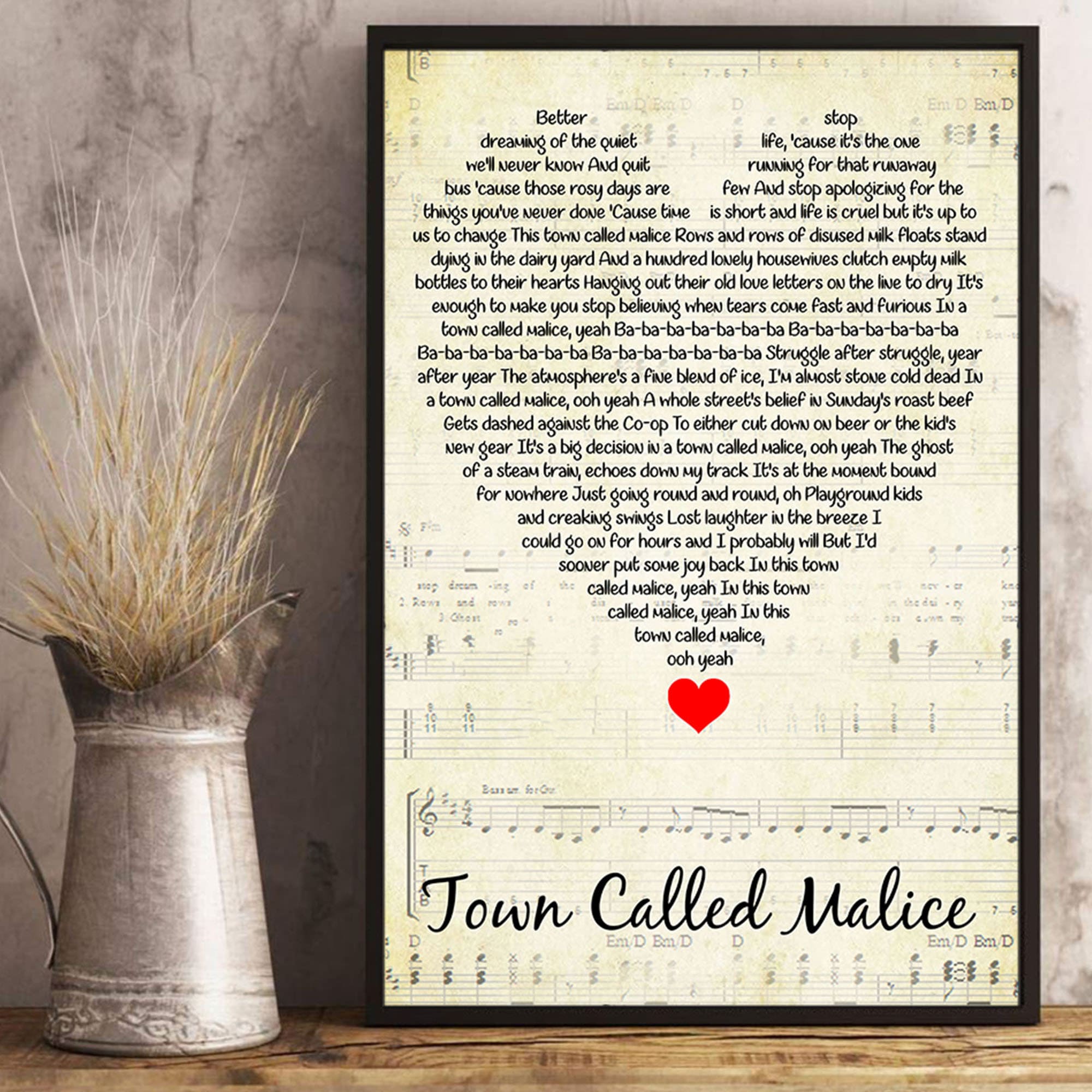 Town Called Malice Lyrics Song Poster Heart Shape Posters Gift Etsy