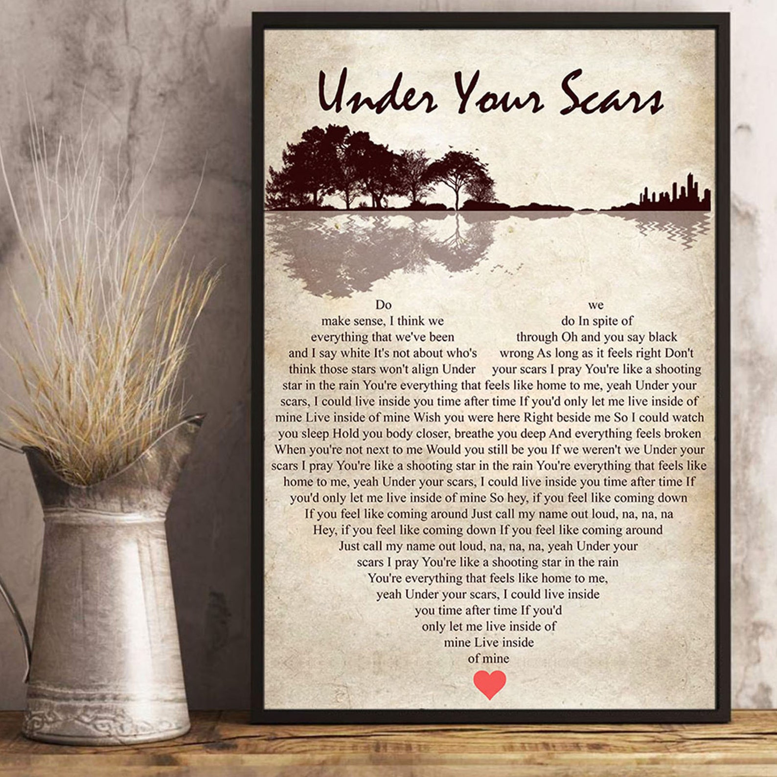 Under Your Scars Lyrics Song Poster Heart Shape Posters Gift Etsy