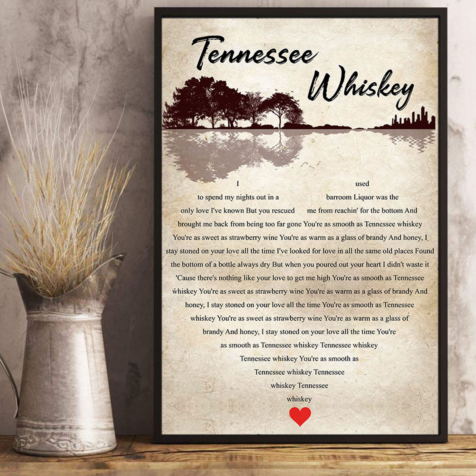 Tennessee Whiskey Song Poster Lyrics Heart Shape Posters Gift Etsy