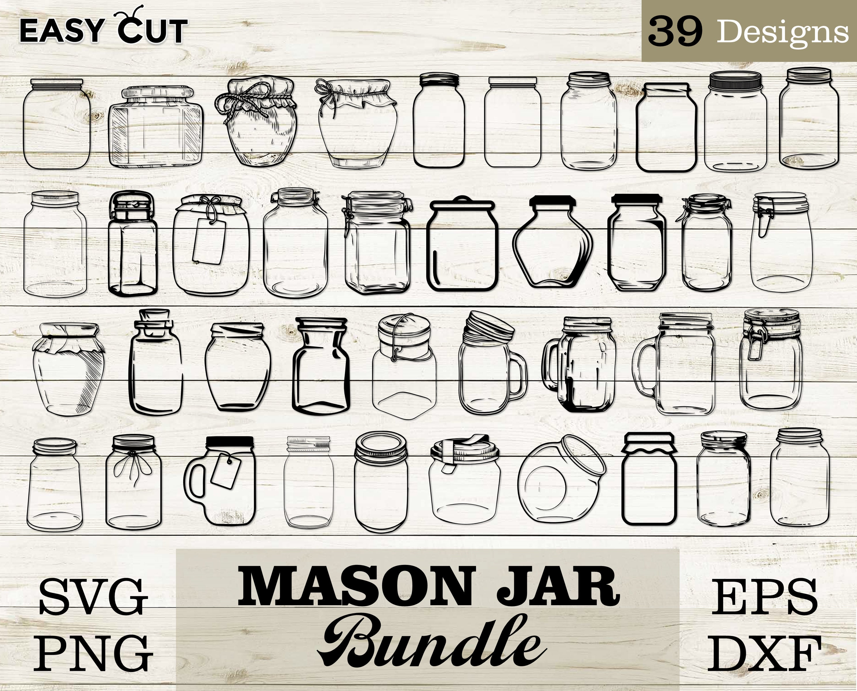 Mason Jar SVG Bundle Empty glass jar svg Ball Mason Jar Etsy