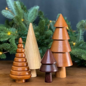 Wooden Trees Set of 4 Wooden Christmas Trees Holiday Decor