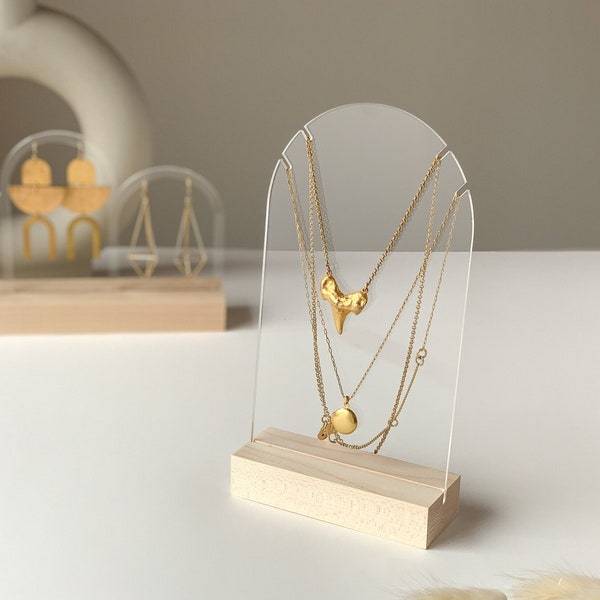 MIA | Necklace Display, Clear Acrylic Necklace Stand, Craft Fair Display, Store Display for Jewelry, Necklace Holder, Arch Necklace Display