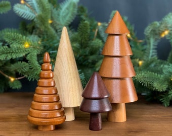 Wooden Trees Set of 4 | Wooden Christmas Trees, Holiday Decor, Christmas Decor, Home Gift, Hostess Gift, Gift For the Home, Minimalist Decor
