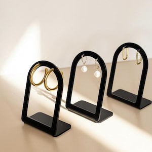 PIPER Set van 3 boogoorbellen | Displaystandaards voor oorbellen, oorbelhouder, oorbellenstandaard, winkeldisplay, display voor moderne sieraden, acryl