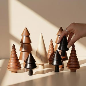Wooden Trees Set of 4 | Wooden Christmas Trees, Holiday Decor, Christmas Decor, Home Gift, Hostess Gift, Gift For the Home, Minimalist Decor