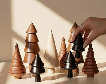 Juego de 4 árboles de madera / Árboles de Navidad de madera, decoración navideña, regalo para el hogar, regalo para anfitrionas, regalo para el hogar, decoración minimalista