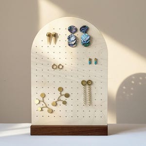 PEGGY-BOOG GROOT | Nageloorbeldisplay, oorbelstandaard, oorbelhouder, ambachtelijke beursdisplay, winkeldisplay, opberger oorbellen, ophangbord