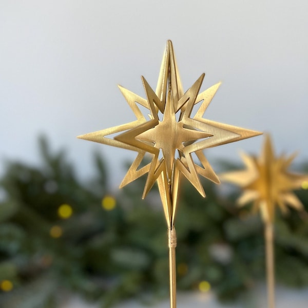 Solid Brass Star Decor | Heirloom Quality Holiday Decoration Freestanding Gold Star for Mantel Decor or Unique Christmas Gift, Halloween