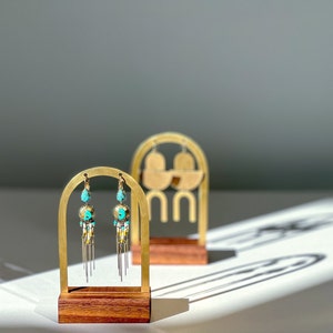 EMMA Brass Arch Earring Display, Earring Stand, Jewelry Display, Earring Display Stand, Store Display, Earring Holder, Walnut, Maple image 7