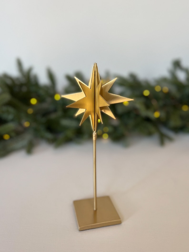 Solid Brass Stars Gold Christmas Star, Holiday Decor, Christmas Decor, Christmas Mantel Decor, Unique Holiday Gift, Gift For The Home Short Star 9.5"