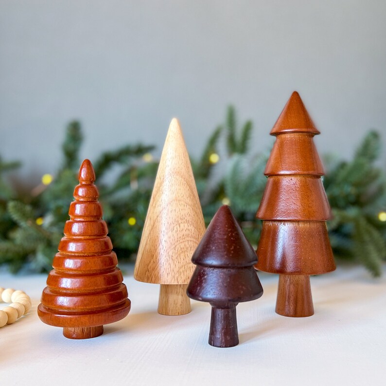 Whimsical Wooden Trees Set of 4 Wood Christmas Tree Etsy