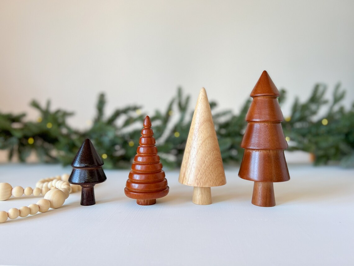 SECONDS SALE Whimsical Wooden Trees Set of 4 Wood Christmas - Etsy