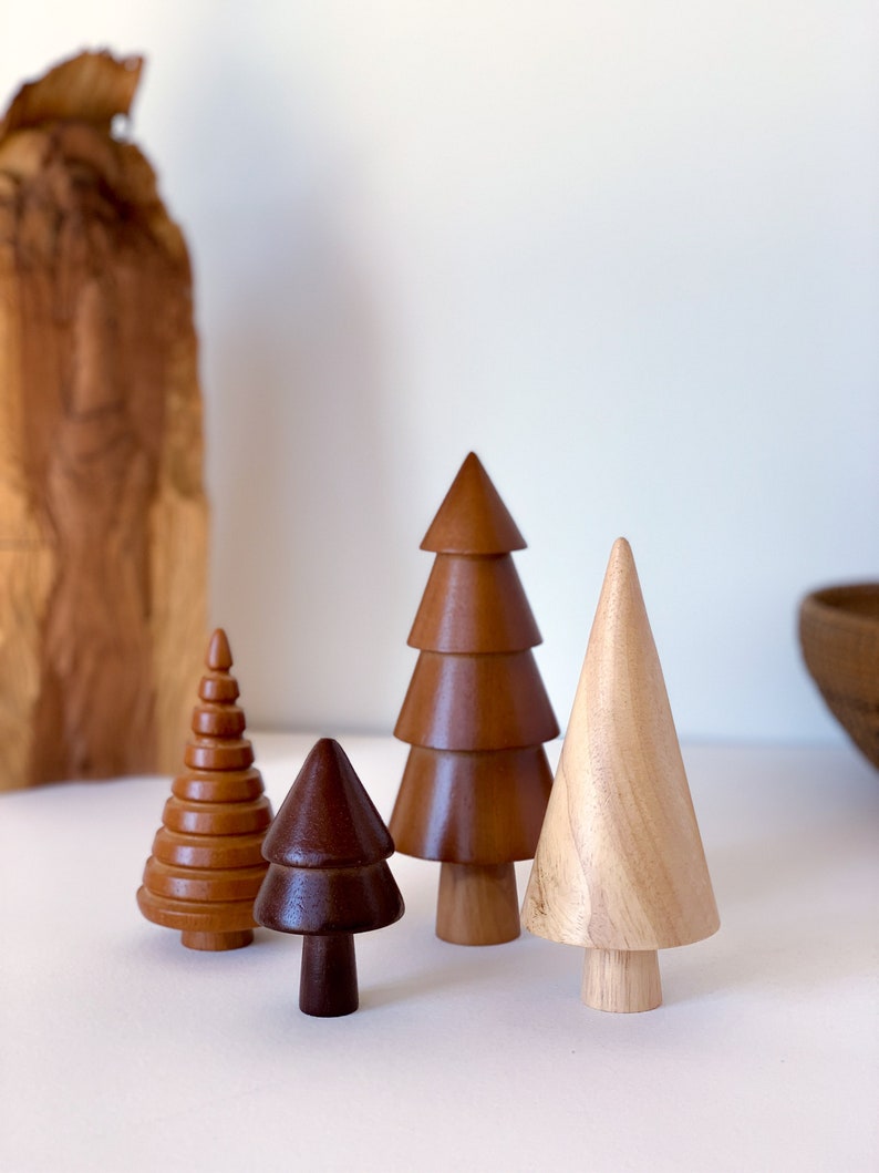Wooden Trees Set of 4 Wooden Christmas Trees, Holiday Decor, Christmas Decor, Home Gift, Hostess Gift, Gift For the Home, Minimalist Decor image 3