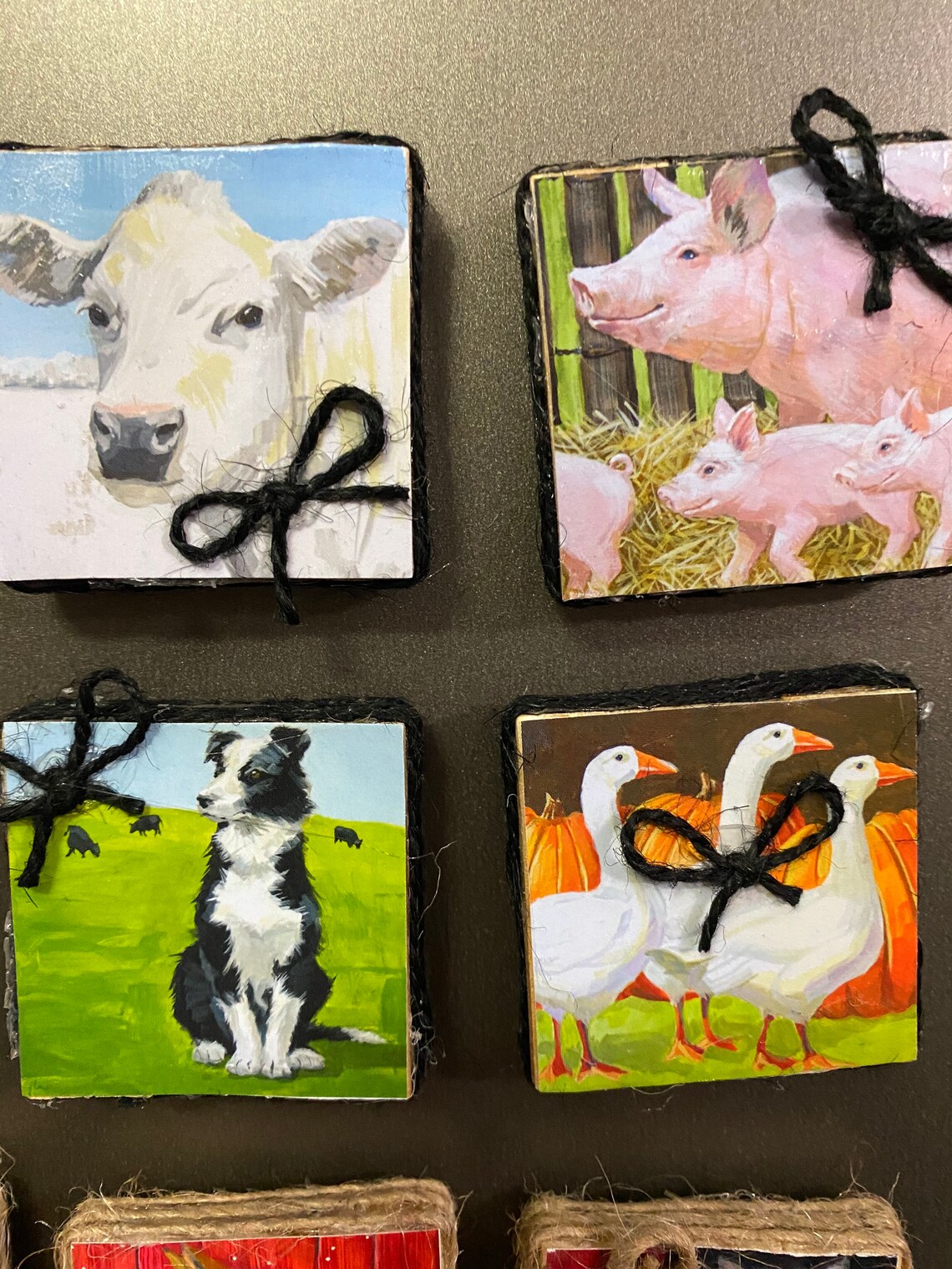 Wood Farm Barn Animal refrigerator set of 12 farmhouse Etsy